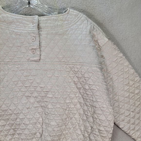 Vintage Tangiers Ivory Satin Shiny Quilted Puffer Unique Street Cropped Sweater - Picture 11 of 16